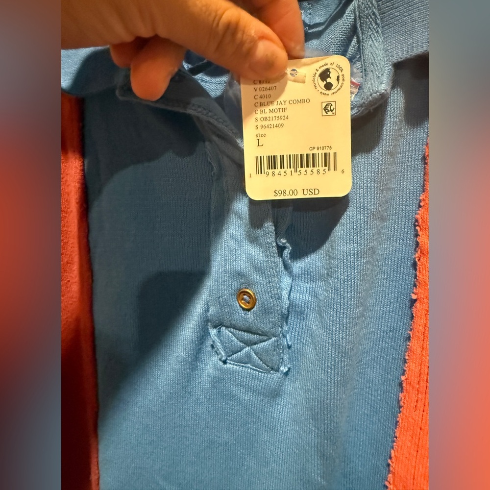NWT Free People We The Free Too Cool For School Polo Shirt in the Blue Jay. - Picture 3 of 3